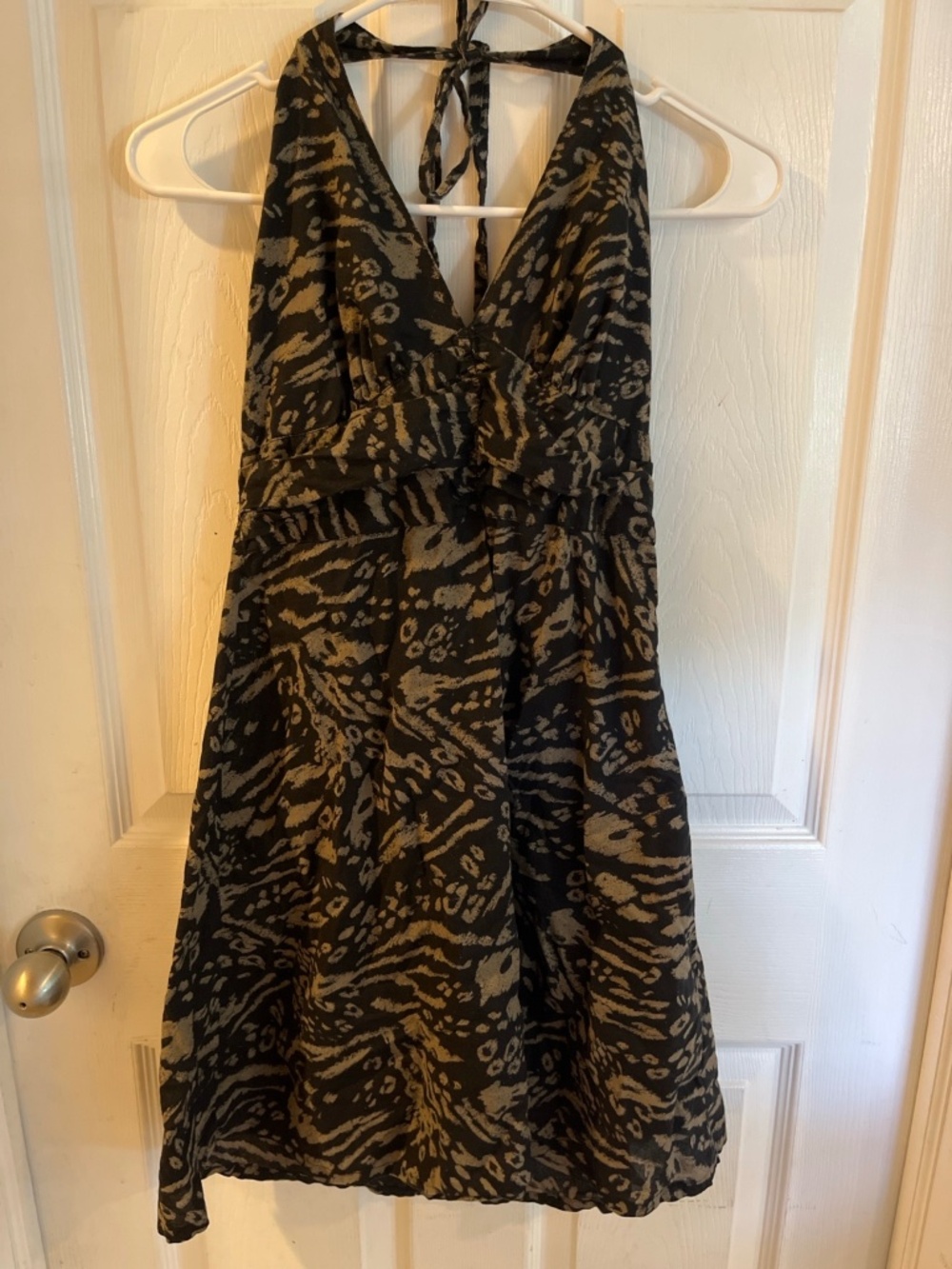H&M Size 10 Black Taupe Halter Dress Side Zip Y2K